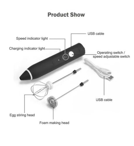 Electric Beater Stainless Steel Portable (3 Speed) USB Charging